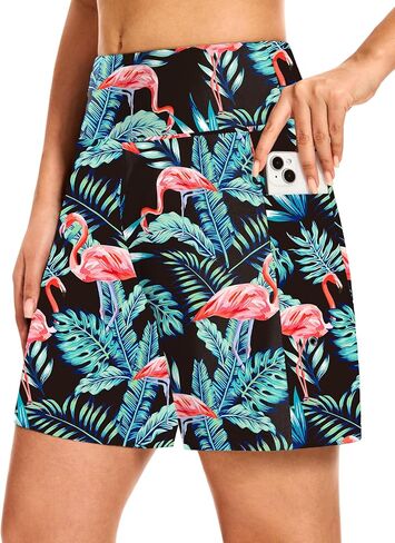 Blouty Women's 7" Long Swim Board Shorts with Pockets Liner High Waisted Quick Dry Beach Swimming Shorts for Women in Kuwait