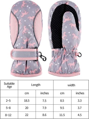 SATINIOR 2 Pairs 5-8 Years Kids Ski Winter Gloves Mittens Waterproof Girls Snow Gloves for Outdoor Waterproof Mittens, Fresh Style in Kuwait