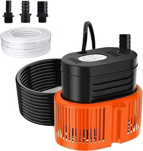 Pool Cover Pump Above Ground, 450GPH Submersible Water Pump for Pool Draining, 75W Swimming Water Removal Pumps with 16ft Drainage Hose & 25ft Power Cord for Pool Cover (Orange) in Saudi Arabia