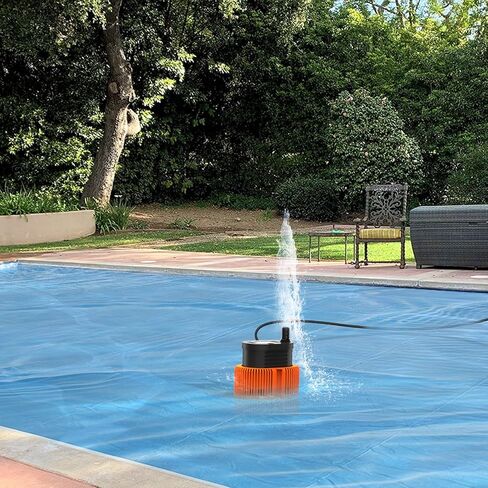 Pool Cover Pump Above Ground, 450GPH Submersible Water Pump for Pool Draining, 75W Swimming Water Removal Pumps with 16ft Drainage Hose & 25ft Power Cord for Pool Cover (Orange) in Saudi Arabia
