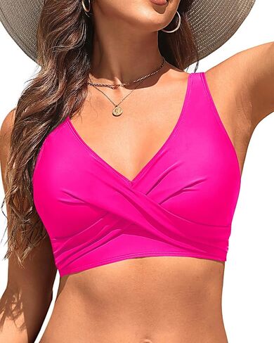 Women Bikini Top - 2025 Push Up Swim Tops Only Large Bust Bathing Suit Top Full Coverage Swimsuit Tops No Bottom in Kuwait
