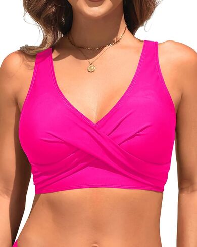 Women Bikini Top - 2025 Push Up Swim Tops Only Large Bust Bathing Suit Top Full Coverage Swimsuit Tops No Bottom in Kuwait