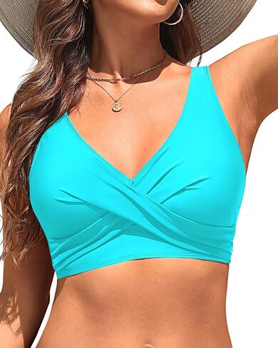 Women Bikini Top - 2025 Push Up Swim Tops Only Large Bust Bathing Suit Top Full Coverage Swimsuit Tops No Bottom in Kuwait