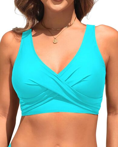 Women Bikini Top - 2025 Push Up Swim Tops Only Large Bust Bathing Suit Top Full Coverage Swimsuit Tops No Bottom in Kuwait