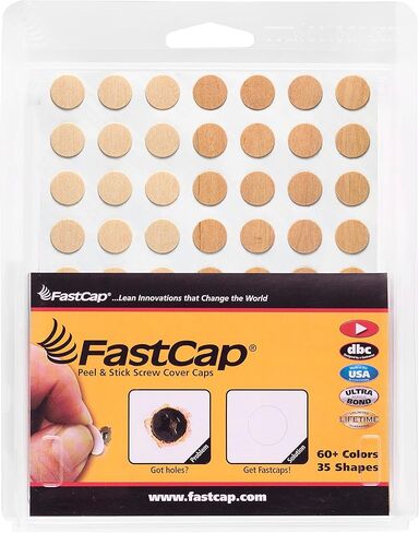 Fastcap - أغطية ثقب المسمار ، ملصقات مستديرة 1/2 "(13 مم) - مثالية لمشاريع الأعمال الخشبية والأثاث والخزائن الاحترافية - ورقة واحدة من 56 قبعات - خشب حقيقي غير مكتمل. اللون الطبيعي - البتولا الطبيعي in Kuwait