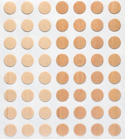 Fastcap - أغطية ثقب المسمار ، ملصقات مستديرة 1/2 "(13 مم) - مثالية لمشاريع الأعمال الخشبية والأثاث والخزائن الاحترافية - ورقة واحدة من 56 قبعات - خشب حقيقي غير مكتمل. اللون الطبيعي - البتولا الطبيعي in Kuwait