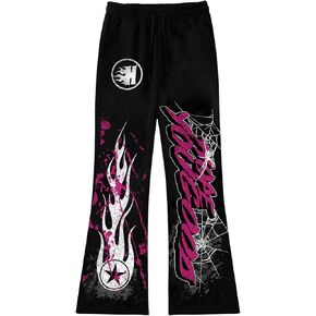 Men's Y2K Flared Sweatpants Letter Graphic Drawstring Waist Joggers Drippy Pants
