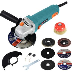 Angle Grinder, 7.5-Amp 4 1/2 Angle Grinder Tool with Grinding, Polishing and Rust Removal Capabilities, Variable Speed Angle Grinder, Metal Grinder Tool, Non-Slip and Shockproof Handle