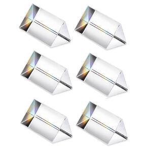 6pcs Clear Triangular Prism for Photo Rainbow Lights Crystal Optical Prisms Glass Physics Teaching Refracted Light Spectrum Students Presents Gift,100mm/4inch (100 * 30 * 30 * 30mm)