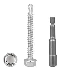 150pcs Self Drilling Screws for Metal,#8 * 1-1/2 “ Hex Washer Head Self Drilling Screws,410 Stainless Steel Self Tapping Sheet Metal Screws for Wood, Metal or Tough Materials,Hex Bit Socket Included