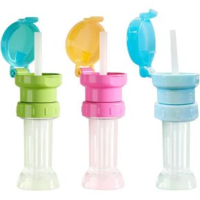 3PCS Bottle Twist Lid, Spill Proof Water Bottle Twist Cover Cap for Juice Soda, Water Bottle Caps with Straw - Random Colour