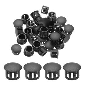 MECCANIXITY 64PCS 5mm(3/16") Brown Plastic Hole Plugs, Flush Type Panel Hole Plugs Insert End Caps for Locking Hole Tubes Furniture Cabinet