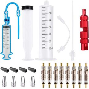 Bicycle Tubeless Tire Sealant Injector Syringe with Switch and Presta, Cycling Syringe Set for Valve Core Removal Tool and Other sealants