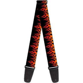 Buckle-Down Guitar Strap Flames Black Orange Red 2 Inches Wide (GS-W30644)