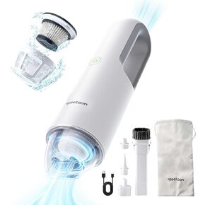 Car Vacuum Portable Cordless, Dust Busters Cordless Rechargeable with LED Light, 4 in 1 Lightweight Hand Held Mini Car Vacuum Cleaner for Home, Pet Hair, Car, Office, Corners, White