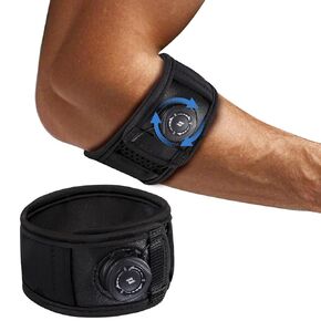Tennis Elbow Brace for Men & Women, Elbow Brace for Tendonitis and Tennis Elbow and Golfer's Elbow, Adjustable Elbow Strap (Black, One Size Regular)