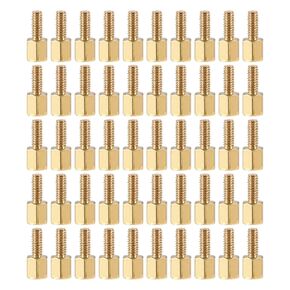 YOKIVE 50 Pcs M2.5 Standoff Screws, Brass Hex PCB Standoffs, Keep Height Consistent, Great for Motherboard (Gold Tone, 5mm+5mm)