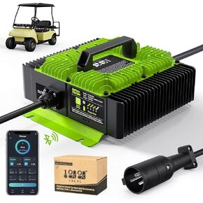 10L0L 48 Volt 18A Golf Cart Battery Charger for Club Car DS & Precedent, Fast Charging, Bluetooth APP Control, Support Lead Acid, AGM/Gel, Lithium Battery, 17.5ft Cable, 3-pin Plug