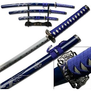 Snake Eye Tactical Two Tone Dragon Design 3 Piece Samurai Katana Set