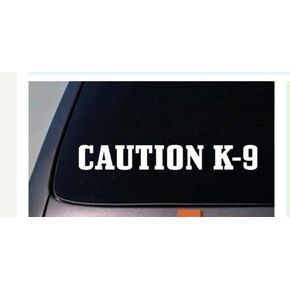 Caution K-9 Dog on Board Gloss White Vinyl Window Sticker Graphic - Peel and Stick - Decorative Sticker