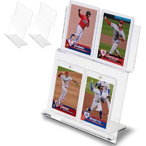 3-Pack Acrylic Tabletop Card Holder Display Holds 12 Cards - Trading Card Slab Display for Graded Cards Magnetic Cards & Toploader - Sports Card Display Case for Baseball Basketball Football