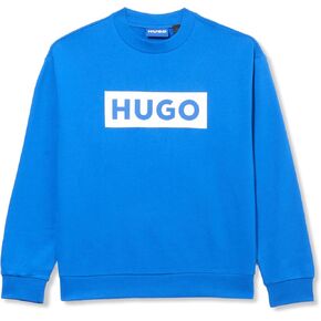 HUGO Men's Logo Stripe Cotton Crew Neck Sweatshirt