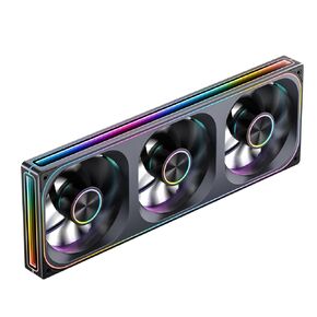 ​JONSBO ZA-360BR (Reverse) PC Case Fan,All(3)-in-One,Single Frame Unit with 3x120mm 3Pin ARGB Fans,PWM, Reverse Blade Silent Fan with 4-Sides Infinity Mirror Fan,Aluminum Nameplate,28mm Thick Black
