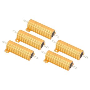 PATIKIL 50W 20 Ohm Aluminum Shell Resistor, 5 Pack Aluminum Housing Resistor Housed Case Wirewound Resistors Screw Tap Power Resistor 5% Tolerance, Golden