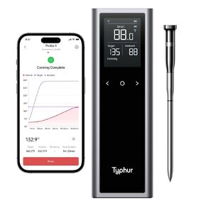 Sync One Smart Wireless Meat Thermometer: Standalone Base with LCD Display, Unlimited WiFi & Bluetooth Range, Enhanced Signal Stability for BBQ, Grill, Oven, and Smoker