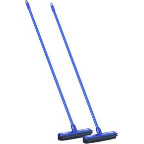 Superio 2 Pack Heavy-Duty Rubber Push Broom with Built-in Squeegee, 50 in. Long.
