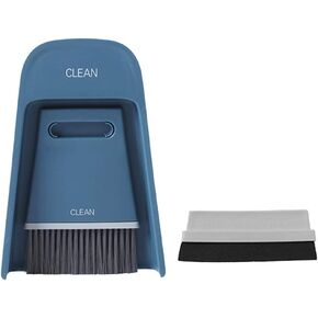 Dustpan Small Brush Hand Broom , Mini Dustpan Brush Nesting Tiny Cleanning Whisk Broom , Portable dusty Pan and Hand Broom for Home washing , Sofa , Desk , Guinea pigs Cage , Cat Litter etc(navy blue)