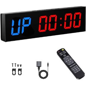 Workout Timer LED Gym Clock Count Down/Up Stopwatch with Remote and Buttons 1.8inch Tabata Sports Fitness