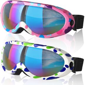 Elimoons Ski Goggles 2 Pack, Snowboard Snow Goggles for Kids, Boys, Girls, Youth, Men, Women