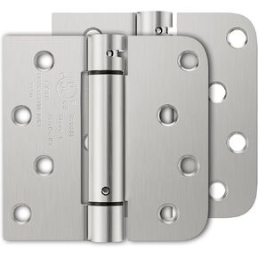 2 Pack Self Closing Door Hinges, 4 Inch Spring Loaded Hinges with Square & 5/8'' Radius Corners, Adjustable Tension for Garage, Front Door, for Left and Right Hand Door, UL Listed