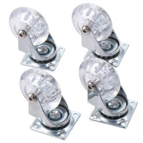 4Pcs Swivel Caster Wheels, 2 Inch Castor Wheels Set, Polyurethane Rolling Castors, Clear Swivel Trolley Wheels for Cabinet, Ottoman, Bench