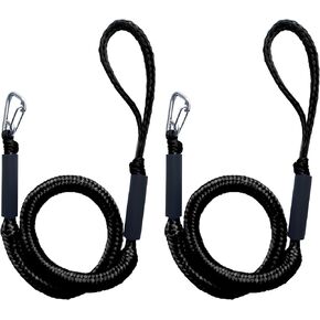 2 Pack Boat Bungee Dock Lines, Dock Mooring Lines, Boat Accessory(Black, 4ft)