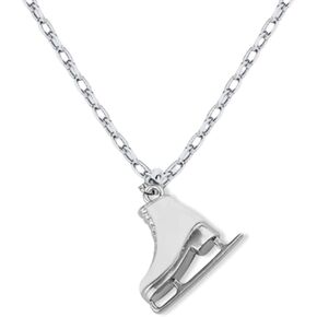 Sportybella Figure Skating Necklace, Silver Ice Skating Connector Charm Ice Skate Charm Pendant, Figure Skater Gifts for Skaters