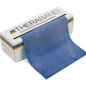 أربطة مقاومة THERABAND، شريط مطاطي احترافي بطول 6 ياردات للجزء العلوي والسفلي من الجسم، التمرين الأساسي، العلاج الطبيعي، البيلاتيس، التدريبات المنزلية، إعادة التأهيل، أزرق، ثقيل للغاية، المستوى 5