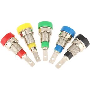 5 Pcs Banana Socket, Mixed Color Test Probe Speaker Terminal Binding Post Banana Plug Jack Socket Connector, 2mm Panel Mount Banana Socket