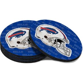 Coasters for Drinks，Blue Gray Design Cup Coasters Set of 4 for Tabletop,Coffee Table，Drinking Coaster for Sport Football Fans，Non-Slip Rubber Base - 4 Inches