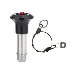 Stainless Steel jaw Handle Locking pin with axial Locking Pawl pin Tongue Quick-Release pin with Safety Rope (Diameter:3/8in(10mm), Clamping Length：1-9/16in(40mm)), sliver