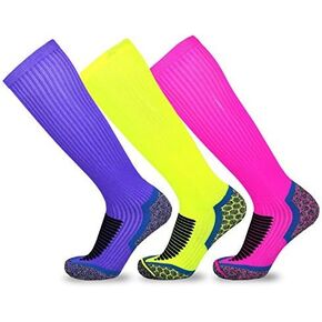 Athletic Sports Compression Socks in Viscose from Bamboo Microfiber Nylon Running Knee High Crew Low Cut for Women Men 3Pair