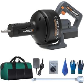 12V Cordless Electric Snake Drain,25ft Drain Auger with 2.5Ah Battery,Snake Drain Clog Remover Tool for Toilet,Floor Drain,Sink and Shower 3/4"-2" Pipe with Extension Tube and Charger