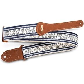 Taylor Academy Guitar Strap - White/Blue Jacquard Cotton 2"", Adjustable