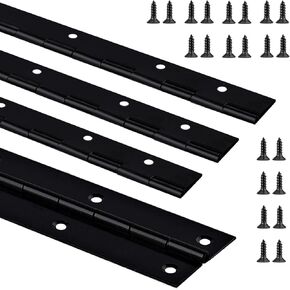 4 PCS Black Piano Hinge 18 Inch x 2 Inch Heavy Duty Stainless Steel Piano Hinge Continuous Hinge for Cabinet, Door, DIY Wood Boxes, 0.047" Leaf Thickness