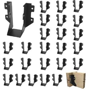 LANIAKEA 25PCS 2x4 Joist Hanger, 18 Gauge Black Powder Coated Face Mount Joist Hangers, Hurricane Ties for Rafters Tie Brackets Great for Floor Deck, Ceiling Joists, Wood, Roofs