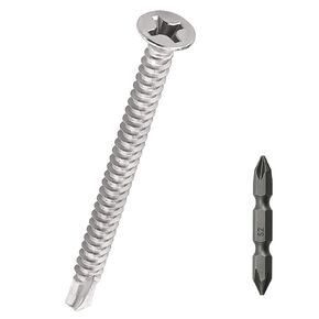 #8 x 2-1/2" Flat Phillips Head Sheet Metal Tek Screws (50 pcs), 410 Stainless Steel, Phillips Drive Flat Head Self Tapping Screws, Fayeploo (with Phillips Driver Bit)