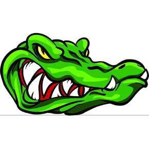 Mascot Angry Alligator Right 7x3.8 Sticker Decal die Cut Vinyl - Made and Shipped in USA