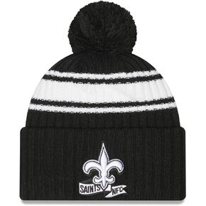 New Orleans Saints Black Cuff 2022-2023 Sideline Sport Knit Beanie Hat with Pom - NFL American Football Cuffed Cap