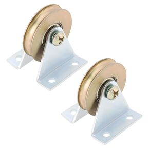 2pcs 38mm L Groove Cable Pulley Wall Mount Steel Caster Wheel Bearing Sliding Gate Roller Pulley Wheels Loading Capacity 100kg